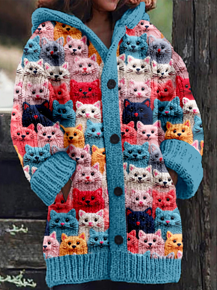 Cardigan con cappuccio 'Merry Autumn Cats' (Gatti d'autunno)