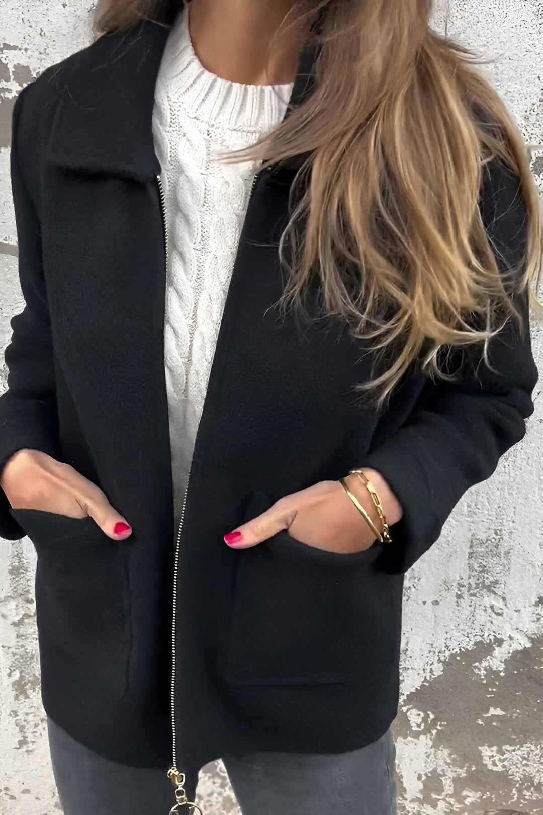 Camilla - Giacca con zip e risvolto alla moda